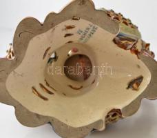 cca 1890 Fischer Ignácz Budapest, díszkancsó, kézzel festett, aranyozott porcelánfajansz, több helye...