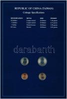 Tajvan ~1980. 1/2Y-10Y (4xklf), "Coin Sets of All Nations" forgalmi szett felbélyegzett ka...