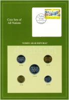 Jemen 1974-1980. 5f-1R (5xklf), Coin Sets of All Nations forgalmi szett felbélyegzett kartonlapon T:1  Yemen 1974-1980. 5 Fils - 1 Riyal (5xdiff) Coin Sets of All Nations coin set on cardboard with stamp C:UNC