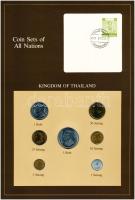 Thaiföld ~1980. 1s-5B (6xklf), "Coin Sets of All Nations" forgalmi szett felbélyegzett kartonlapon T:1  Thailand ~1980. 1 Satang - 5 Bhat (6xdiff) "Coin Sets of All Nations" coin set on cardboard with stamp C:UNC