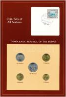 Szudán 1983. 1P-20P (5xklf), Coin Sets of All Nations forgalmi szett felbélyegzett kartonlapon T:1  Sudan 1983. 1 Piastre - 20 Piastres (5xdiff) Coin Sets of All Nations coin set on cardboard with stamp C:UNC