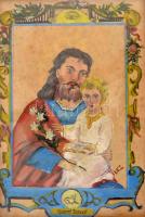 Lotz jelzéssel: Szent József. Tempera, papír, üvegezett kereteben, 26×17 cm