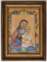 Lotz jelzéssel: Szent József. Tempera, papír, üvegezett kereteben, 26×17 cm