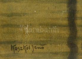 Koszkol jelzéssel: Vizi Boldogasszony. Akvarell, karton, foltos, üvegezett keretben