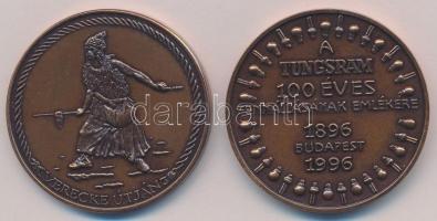 Lapis András (1942-) 1995. "Árpád vezér / Verecke útján" Br emlékérem tokban (42,5mm) + Fr...