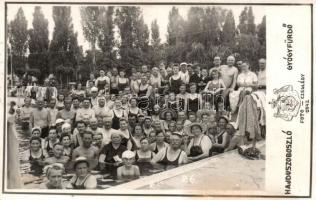 1942 Hajdúszoboszló, Gyógyfürdő, fürdőzők csoportképe, Foto Czeglédy, photo