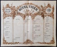 cca 1880 Versec, Hotel Tigris étlapja, Versec, L. Fodor-ny, 34x42 cm / Vrsac, hotel menu card, 34x42 cm