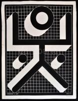Bak Imre (1939): Hommage a Ady 1977. Szitanyomat, papír, jelzett, gyűrődéssel, 61x46 cm