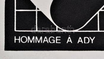 Bak Imre (1939): Hommage a Ady 1977. Szitanyomat, papír, jelzett, gyűrődéssel, 61x46 cm