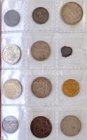 ~76db vegyes magyar és külföldi fémpénz, plakett és díjérem tétel albumba rendezve, közte 1870KB 10k...