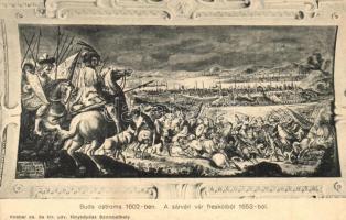 Budapest, Buda ostroma 1602-ben. A sárvári vár freskóiból 1653-ból. Knebel cs. és kir. udv. fényképész