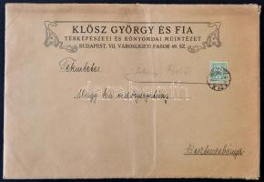 1913 Klösz György és Fia Térképészeti és Kőnyomdai Műintézet reklámanyaga, eredeti reklámos borítékb...