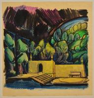Varga Mátyás (1910-2002): Vidróczki kastély. Akvarell, papír-karton, paszpartuban, jelzés nélkül, 45×45 cm