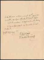 1897 VÉDETT! gróf Tisza Kálmán (1830-1902) saját kézzel írt levele Szél Kálmán református esperesnek...