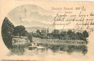 1899 Pécs, Balokány liget, tó. Kiadja Schönwald Imre (EK)