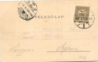 1907 Pécs, Széchenyi tér, Tauszig Ármin üzlete, Szentháromság szobor, templom, piac, lovaskocsik. Ki...