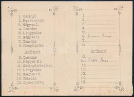 1885 Táncrend tiszti táncvigalomra. 6x8,5 cm