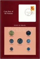 Izrael ~1983. 1a-10Sh (7xklf), Coin Sets of All Nations forgalmi szett felbélyegzett kartonlapon T:1  Israel ~1983. 1 Agora - 10 Sheqalim (7xdiff) Coin Sets of All Nations coin set on cardboard with stamp C:UNC