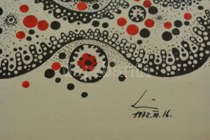 Lehel István (1917-1973): Mozaikok, sejtek. Akvarell- tempera, papír, jelzett, üvegezett keretben, 2...