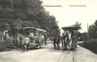 1907 Budapest XVI. Rákosszentmihály, Lóvasúti felszállás / horse-drawn tram