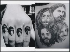 cca 1974 Beatles tetoválások, 4 db mai nagyítás, 10x15 cm