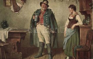 13 db RÉGI művészlap; ételek / 13 pre-1945 motive postcards: art postcards, foods