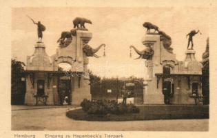 5 db RÉGI magyar és külföldi városképes lap, állatkertek: Budapest, Hamburg, Párizs/ 5 pre-1945 Hungarian and European town-view postcards: zoos