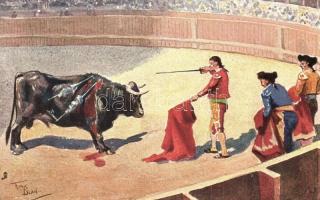 8 db RÉGI bikaviadal motívumlap / 8 pre-1945 bullfight motive postcards