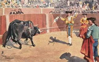 8 db RÉGI bikaviadal motívumlap / 8 pre-1945 bullfight motive postcards