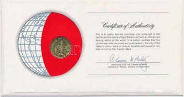 Bhután 1974. 20c "Nemzetek pénzérméi" felbélyegzett borítékban, bélyegzéssel, holland nyel...