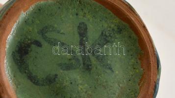 Jelzett (CSK) váza, kézzel festett mázas kerámia, hibátlan, m: 17 cm