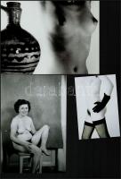 Naturisták éjjel-nappal, szolidan erotikus felvételek, 9 db vintage negatív + 10 db vintage fotó és/...