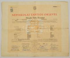 1949 Zalaegerszeg, népiskolai tanítói oklevél