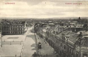 Lőcse, Levoca; Kossuth Lajos utca, Brull M. üzlete / street view, shops (ragasztónyom / glue mark)