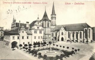 1910 Lőcse, Levoca; Templom és Városháza északi oldala / Rathaus und Kirche / town hall, church