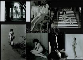 Szabadtéri gyakorlatok, szolidan erotikus felvételek, 6 db vintage negatív + 9 db vintage fotó és/va...