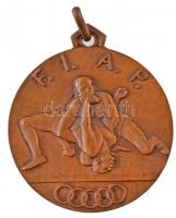 Olaszország / Firenze 1938. F.I.A.P. / Olaszország-Magyarország 16. március 30. Br birkózó érem füllel (38mm) T:1-,2  Italy / Firenze 1938. F.I.A.P. / Italy - Hungary 30th March 16 Br wrestler medal with ear (38mm) C:AU,XF