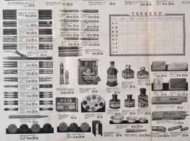 cca 1920-1940 Párisi Nagy Áruház írószer reklám brosúrája, középen kitöltetlen órarenddel, Bp., Athe...