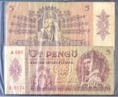 57db-os pengő és adópengő tétel, közte egy darab 1902. 1000K felülbélyegzés nélküli bankjeggyel T:III,III-