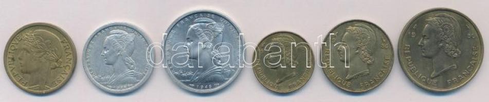 Francia-Nyugat Afrika 1944-1956. 1Fr-25Fr (6xklf) T:1-
French West Africa 1944-1956. 1 Franc - 25 F...