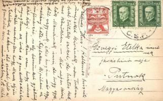 1927 Nagyszalók, Velky Slavkov, Grossschlagendorf (Tátra); templom, patakban mosó nő / church, woman...