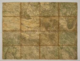 cca 1917 Umgebungskarte des Übungslagers bei Esztergom, térkép, vászonra kasírozva, 40,5×53 cm