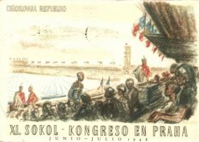 3 db RÉGI motívumos képeslap: katonai, bélyeg, Sokol Kongresszus 1948 / 3 pre-1945 motive postcards: WWI military, stamp, Sokol congress