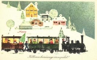 19 db MODERN közlekedés és üdvözlő motívumos grafikai képeslap / 19 modern motive graphic postcards;...