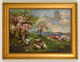 Gyergyák jelzéssel: Furulyázó pásztor. Olaj, vászon, keretben, 36×48 cm