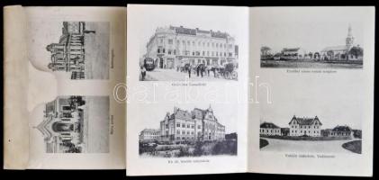 cca 1910 Üdvözlet Temesvárról. 9 lapos, fekete-fehér fotókat tartalmazó leporelló Temesvárról. Az elején szecessziós illusztrációval. Temesvár, Polatsek-féle könyvkereskedés, a bélyeg részénél hiánnyal.