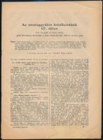 1939 Az országgyűlés felsőházának 87. ülése, 1939. április 18. Bp., Athenaeum, 201-218 p. Benne a második zsidó törvény megvitatásakor elhangzott felszólalások leiratával, foltos, ceruzás bejelöléssel.
