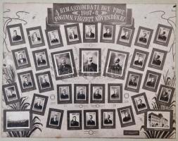 1908 Rimaszombati Főgimnázium tanárai és végzett növendékei, kistabló, 22x29 cm, karton 32,5x39 cm