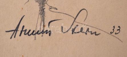 1933 Stern Ármin (1883-1944) festőművész ceruzarajza Samuel Bettelheim (1872-1942) cionista politiku...