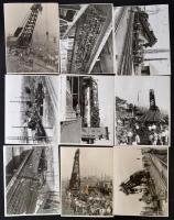 1956-1958 Vasútépítés gőzdaruval 9 db fotó 24x19 cm